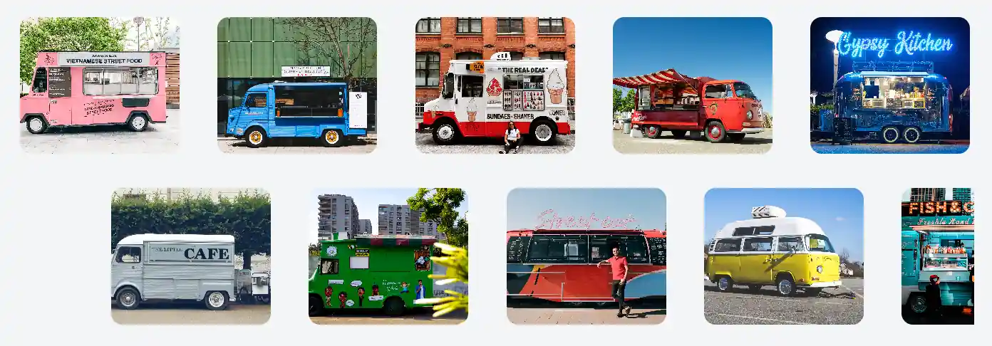 Food trucks in a grid